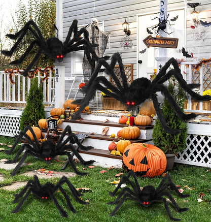 Giant Black Plush Spider Halloween Decoration Props