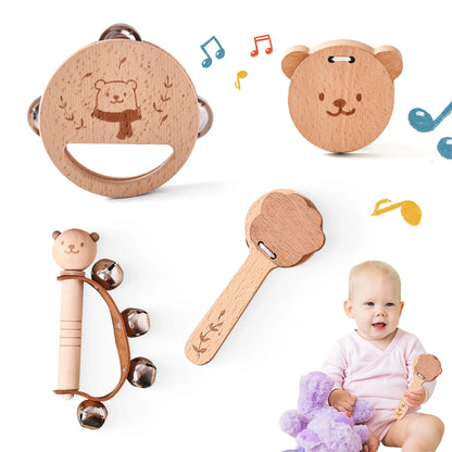 Montessori Wooden Toy Multicolor Xylophone Bell Beads