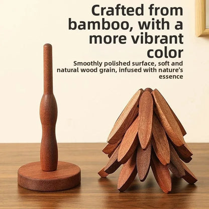 Tree Design Stand Wooden Trivets Decorative Anti Scald