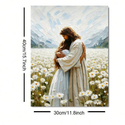 Jesus hugs girl canvas painting poster home decoration