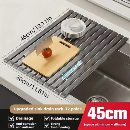 Foldable Heavy Duty Roll-Up Dish Drainer - Space Saving