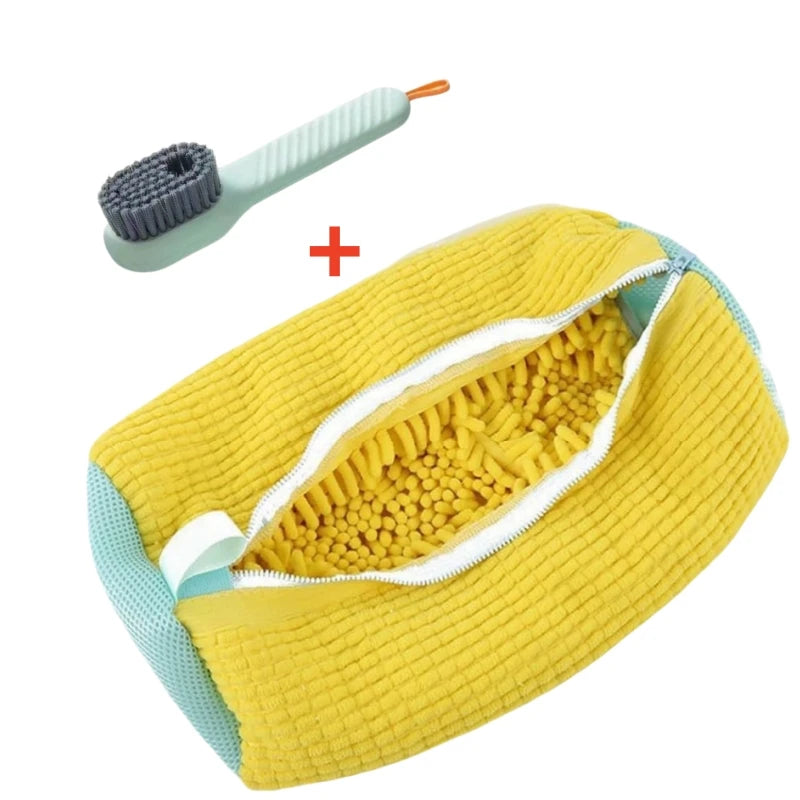 Shoe Washing Machine Bag with Liquid Shoe Brush Set