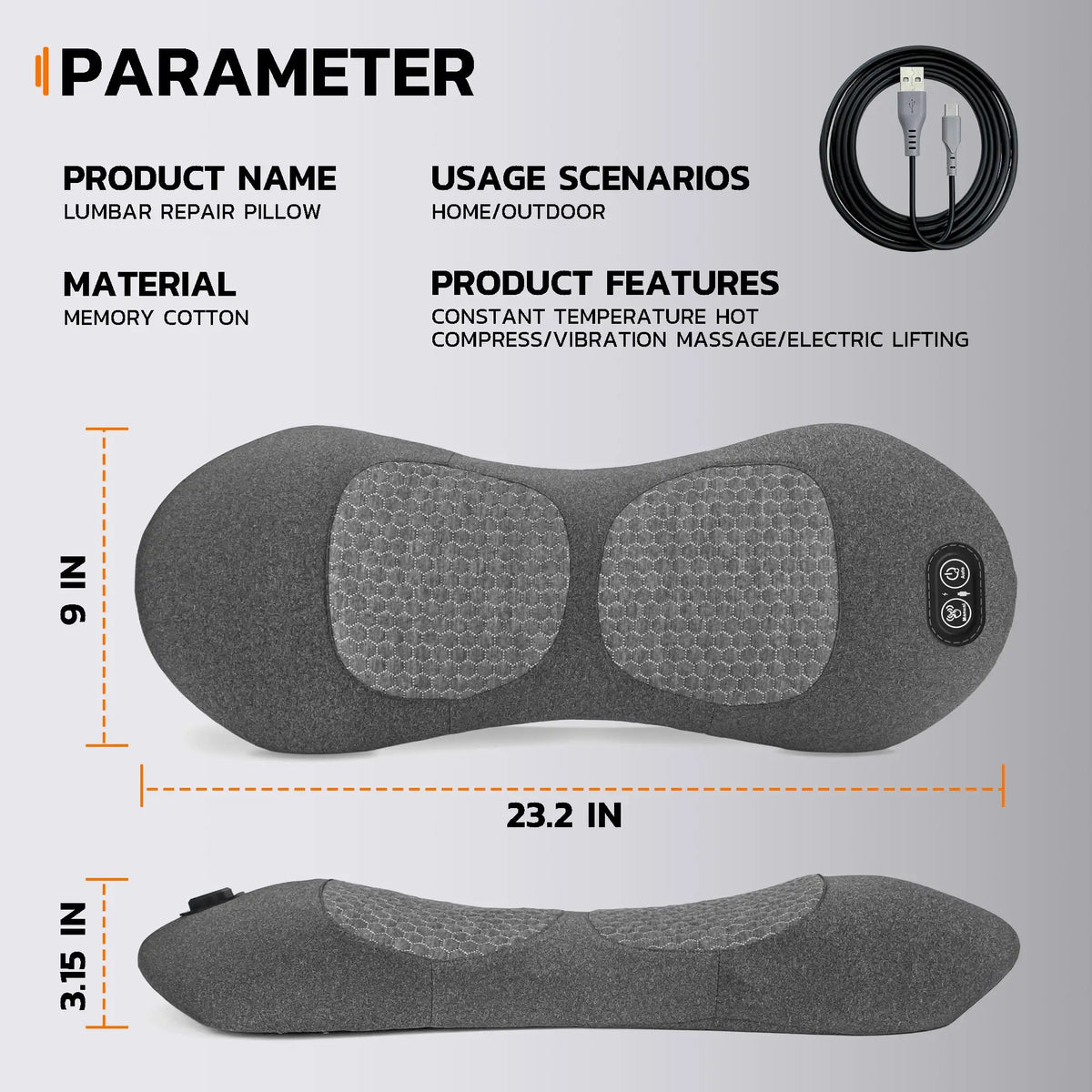 3 in 1 Back Massager - Electric Lumbar with Heat Relaxation