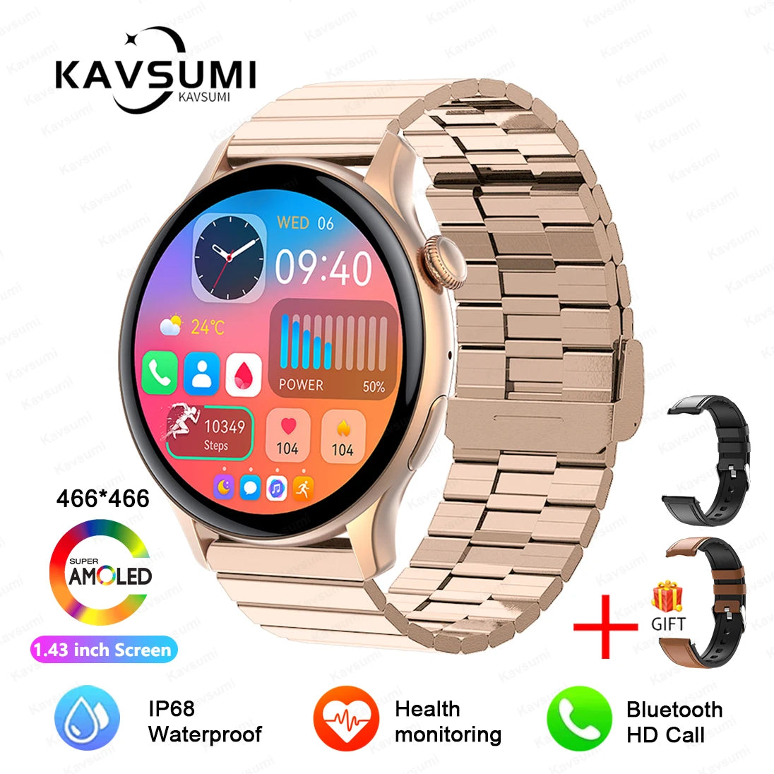NFC Smart Watch Amoled HD GPS Track Sports Heart Rate