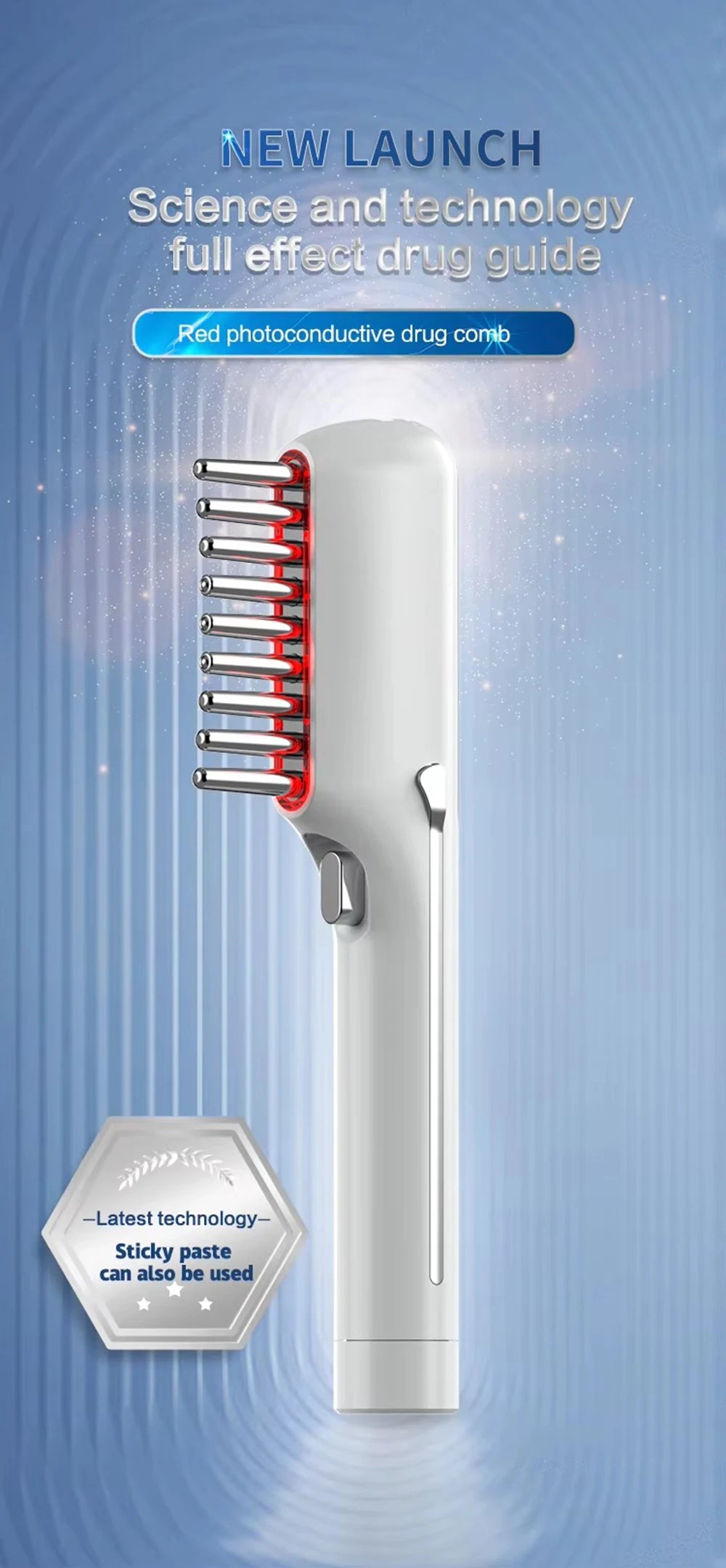 Electric Massage Comb LED Red Light Therapy Hair Growth
