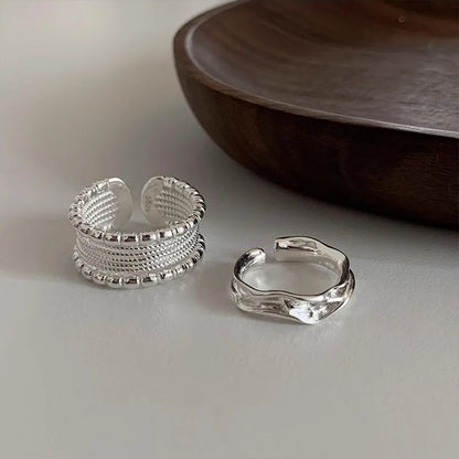 VENTFILLE 925 Sterling Silver Finger Rings Hollow Chain