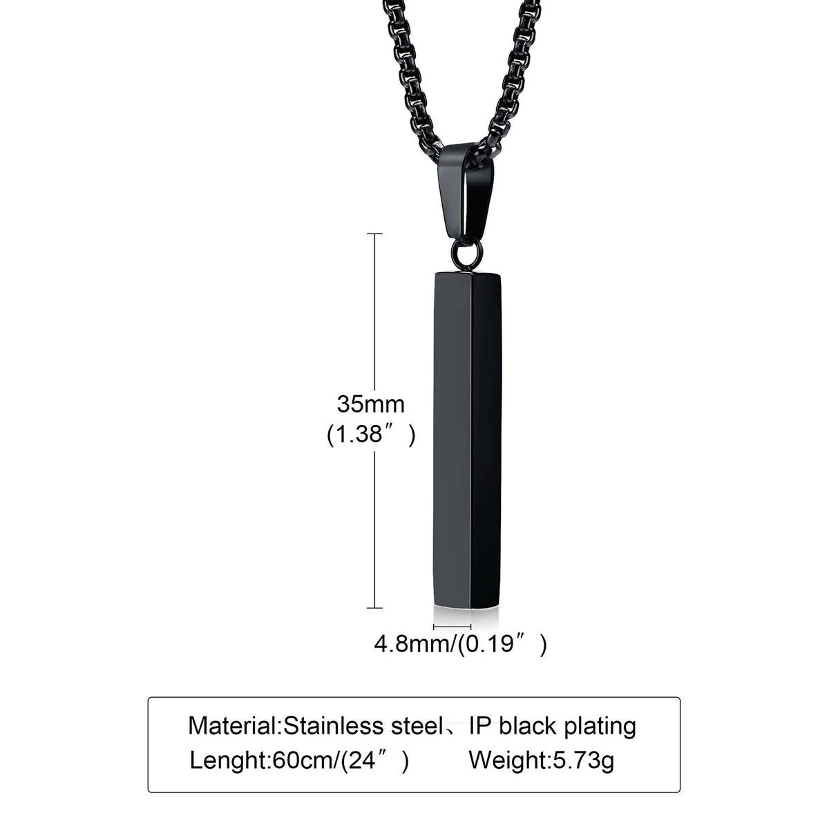 Waterproof Pillar Necklaces for Men Women Stainless Steel