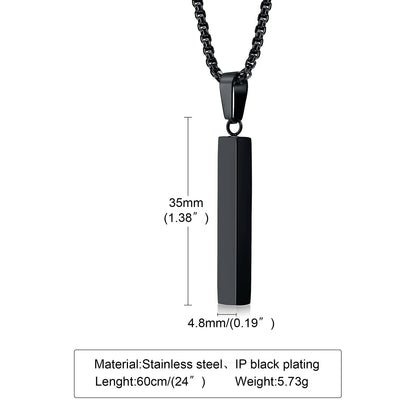 Waterproof Pillar Necklaces for Men Women Stainless Steel