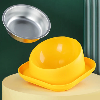 Tilted Cat Bowl Stainless Steel Neck Protection Anti Slip