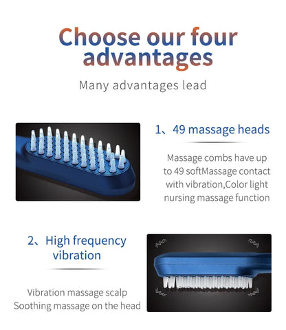Electric Vibration Massage Comb Blue and Red Light