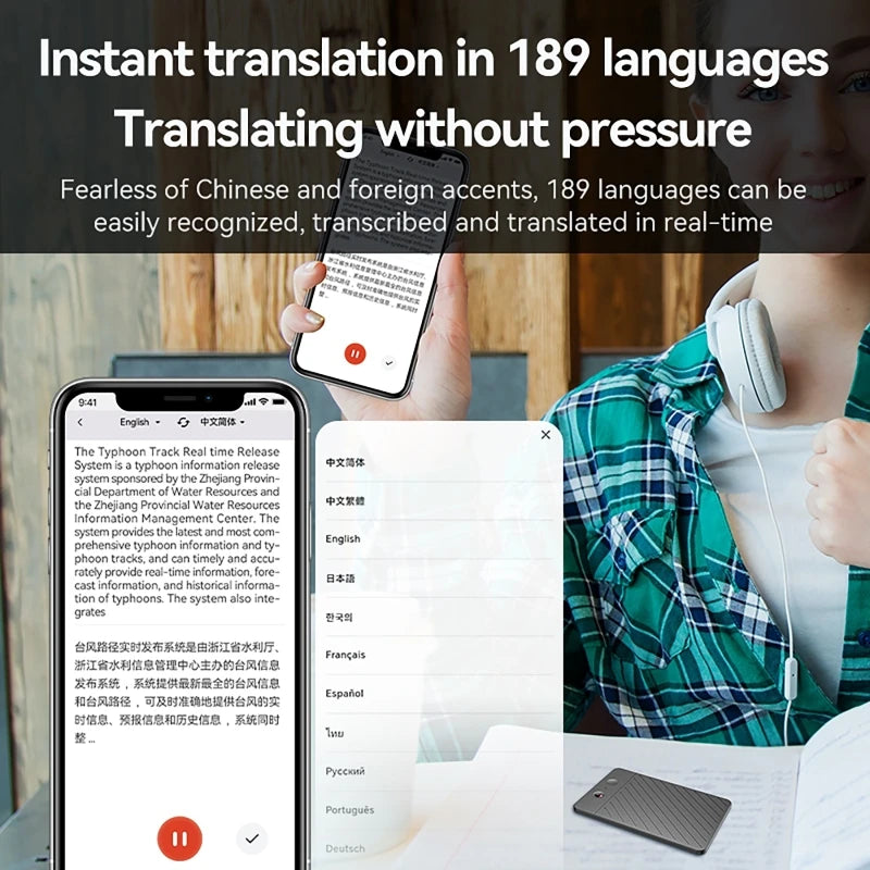 AI Voice Recorder with LED Indicator ChatGPT Smart Transcription
