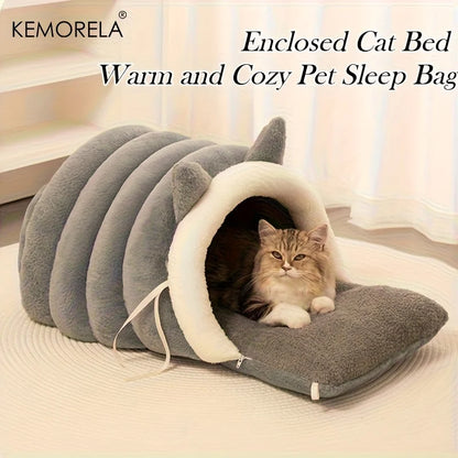 KEMORELA New For Cat Ear Cat Bed -Soft & Semi Winter-Enclosed