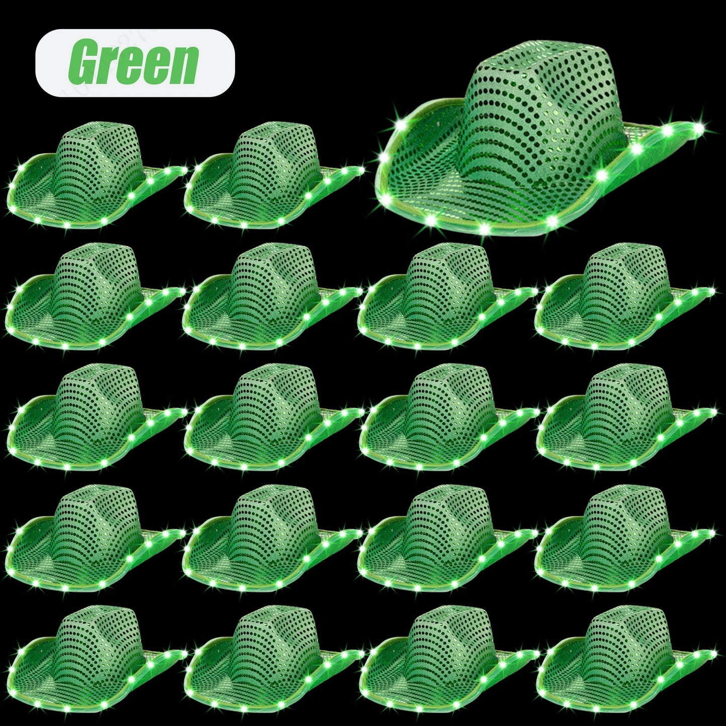 LED Cowboy Hats Bulk for Wedding Lighting up Party Hats