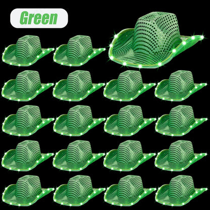 LED Cowboy Hats Bulk for Wedding Lighting up Party Hats