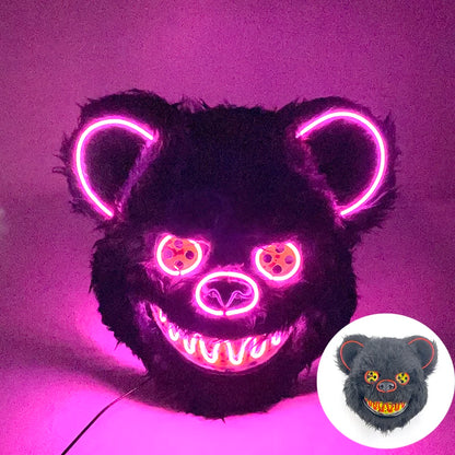 LED Bloody Rabbit Mask Glowing Killer Black Bear Mask Halloween