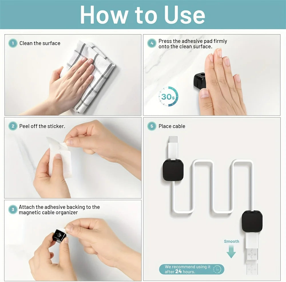 Organizer Adjustable Magnetic Cable Clips Cable Cord Holder