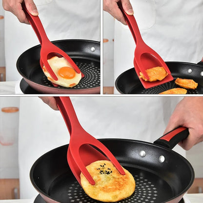 2-in-1 Grip Flip Spatula Tongs - Nylon Non-Stick Egg