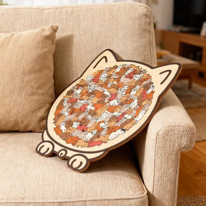 Colored Cat Shaped Wooden Jigsaw Puzzle, Cats Shaped