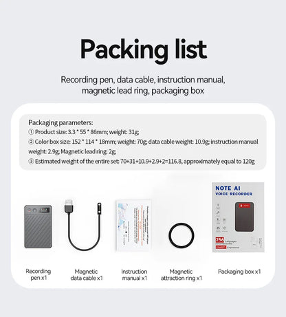 AI Digital Voice Recorders Pen 256GB 256 languages Real-time