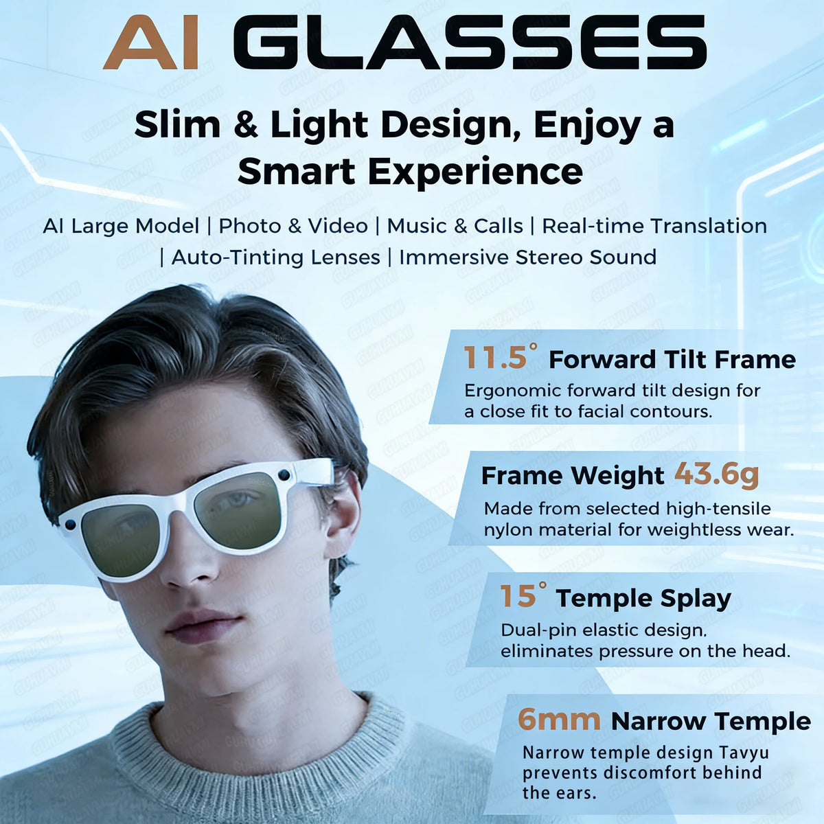 World Premiere Smart AI Glasses 4K HD 800W Pixel Camera
