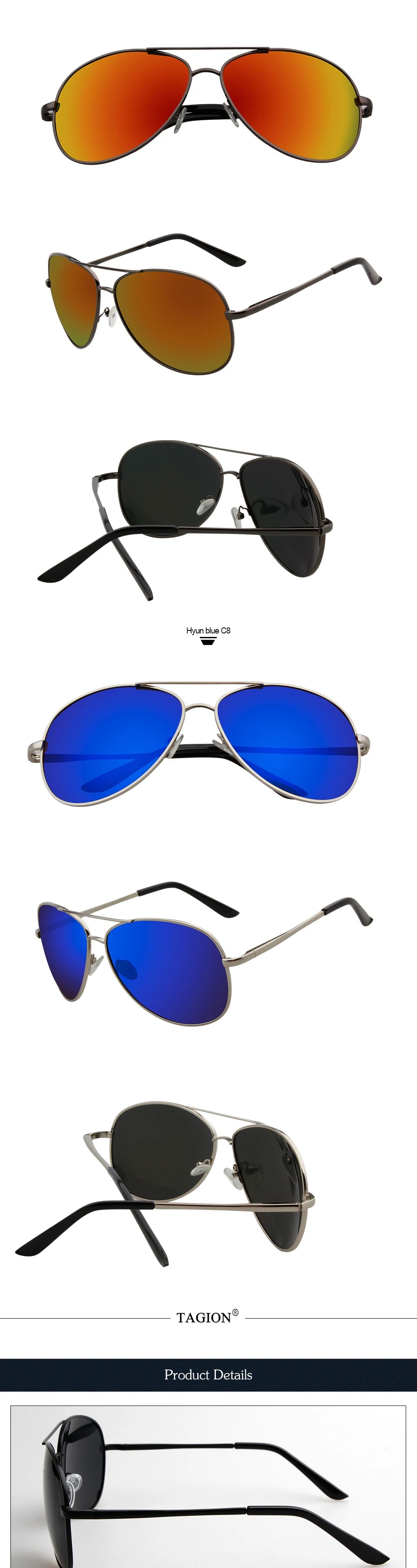 Classic Pilot Sunglasses Men Polarized Driving Sun Glasses