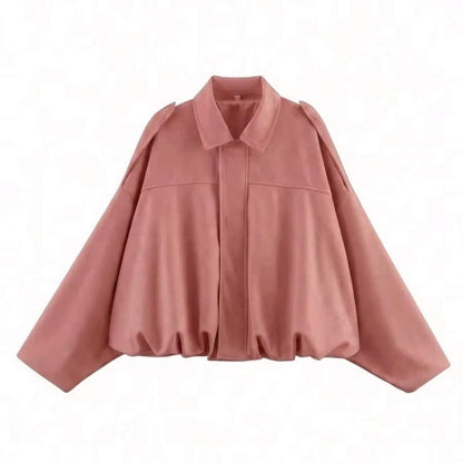 Women's Street Fashion Solid Coats Bat Sleeves Vintage Jackets