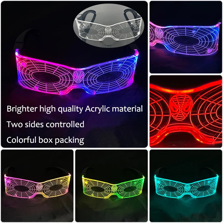 New Acrylic Luminous Glowing Cyberpunk Glasses LED Light