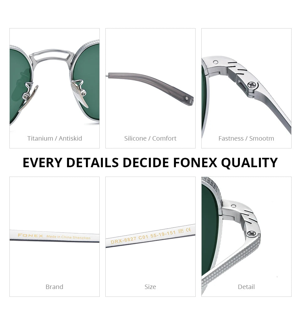 FONEX Titanium Sunglasses Men Famous Brand Design