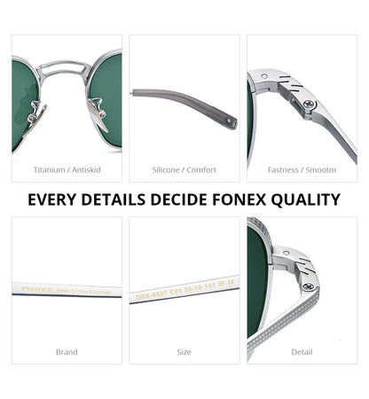 FONEX Titanium Sunglasses Men Famous Brand Design