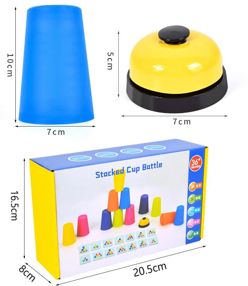 Montessori Toys Stack Cup Game With Card Educational