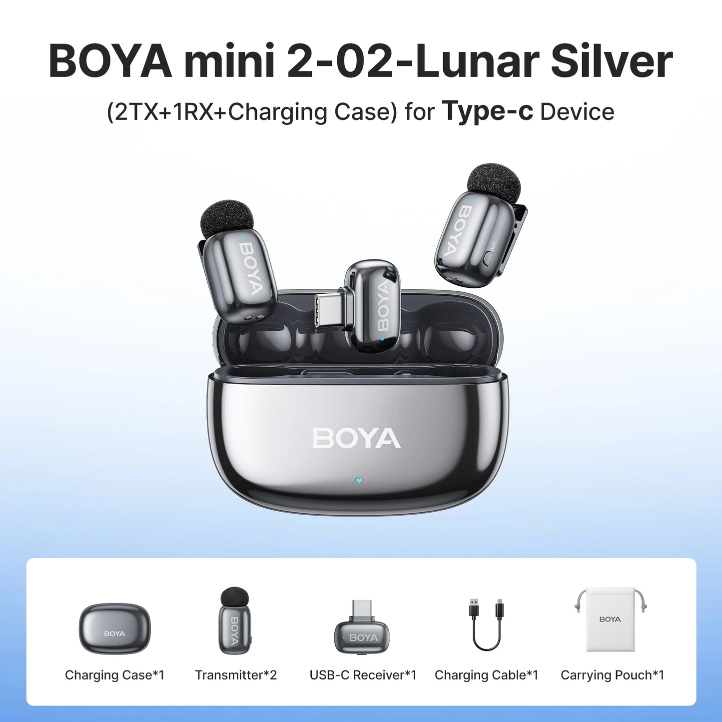 BOYA Mini 2 Wireless Lavalier Microphone AI Noise Reduction