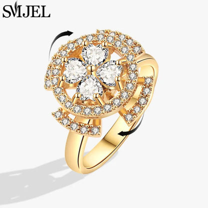 Luxury Crystal Anxiety Relief Spinning Fidget Rings for Women