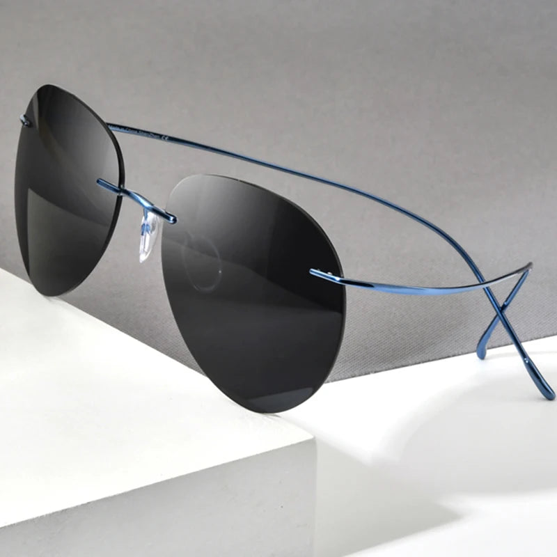 Titanium Rimless Sunglasses Men Ultralight Frameless
