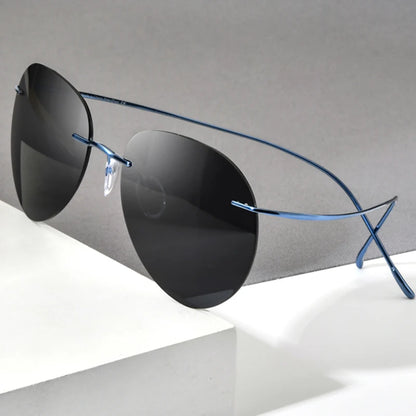 Titanium Rimless Sunglasses Men Ultralight Frameless