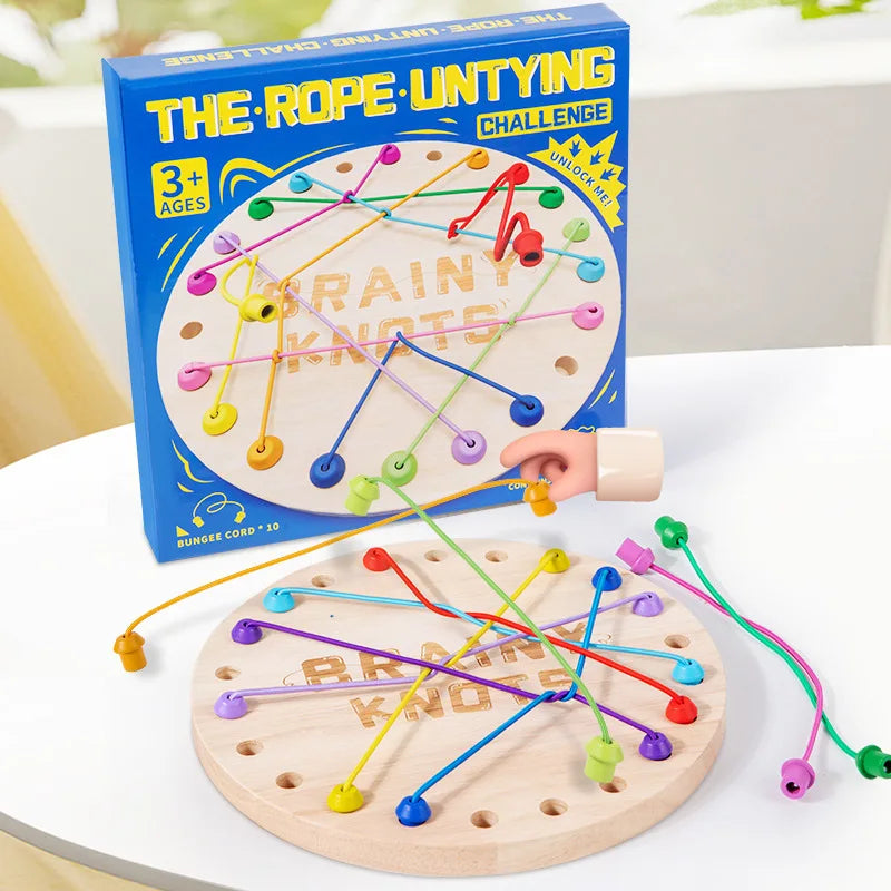 Rubber Wood Twisted Rope Puzzle Game Brainy Knots Rope