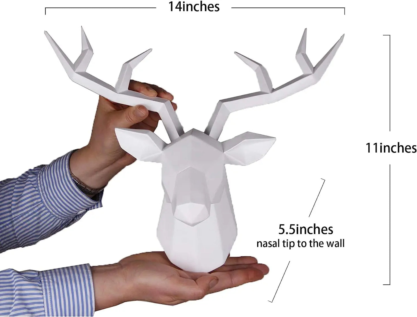 Deer Head Sculpture Animal Statue Figurines Wall Hanging