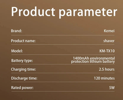 Kemei KM-TX10 USB Charging Electric Shaver For Men