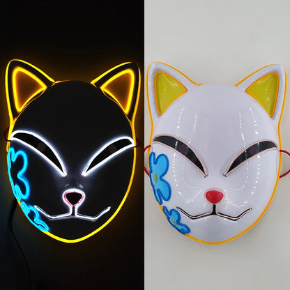 Glowing  Demon Slayer Mask Cosplay Japanese Cartoon