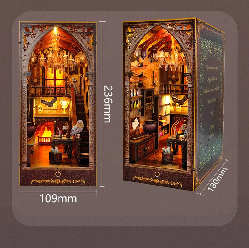 DIY Wooden Book Nook Magic Academy Dollhouses Miniature