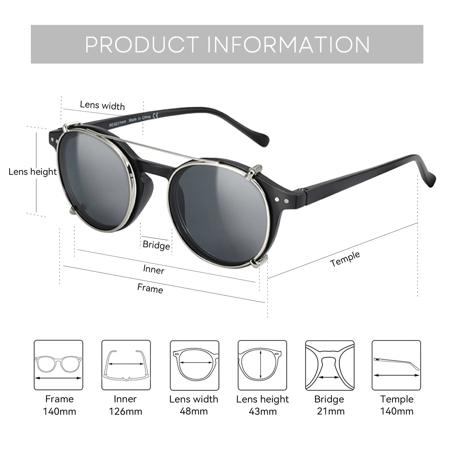 Steampunk Style Clip On Sunglasses for Men Women