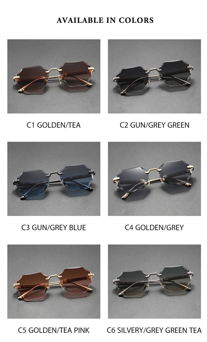 Man Woman Sunnies Fashion Unisex Rimless Sunglasses