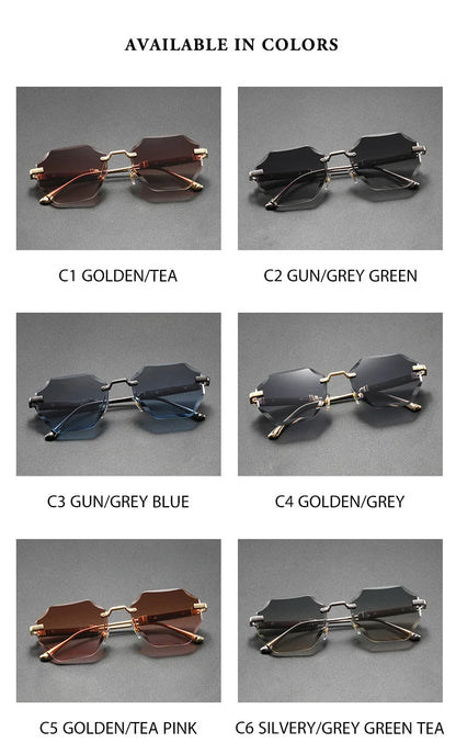 Man Woman Sunnies Fashion Unisex Rimless Sunglasses