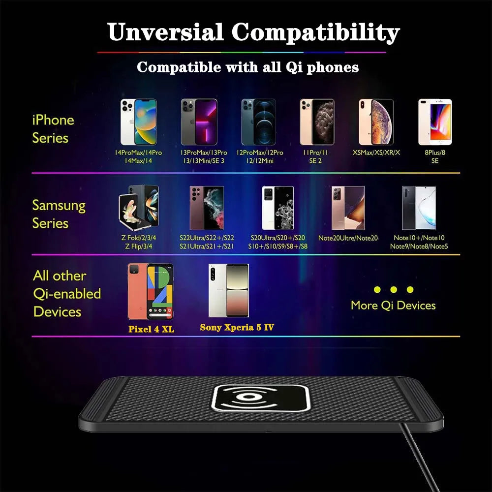 Car Wireless Charger Non-Slip Pad Silicone Fast Charging