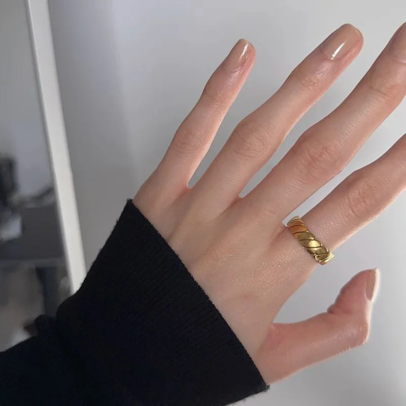 VENTFILLE 925 Sterling Silver Finger Rings Hollow Chain