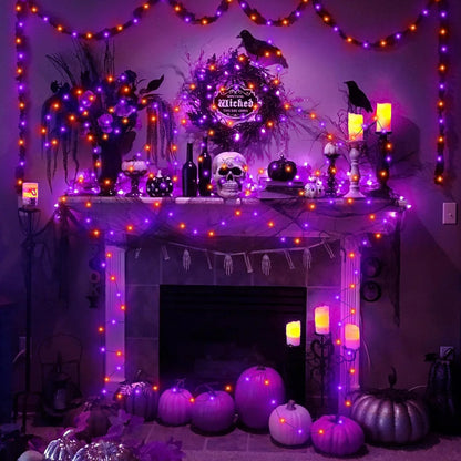 Halloween Lights LED Purple Orange String Light Fairy