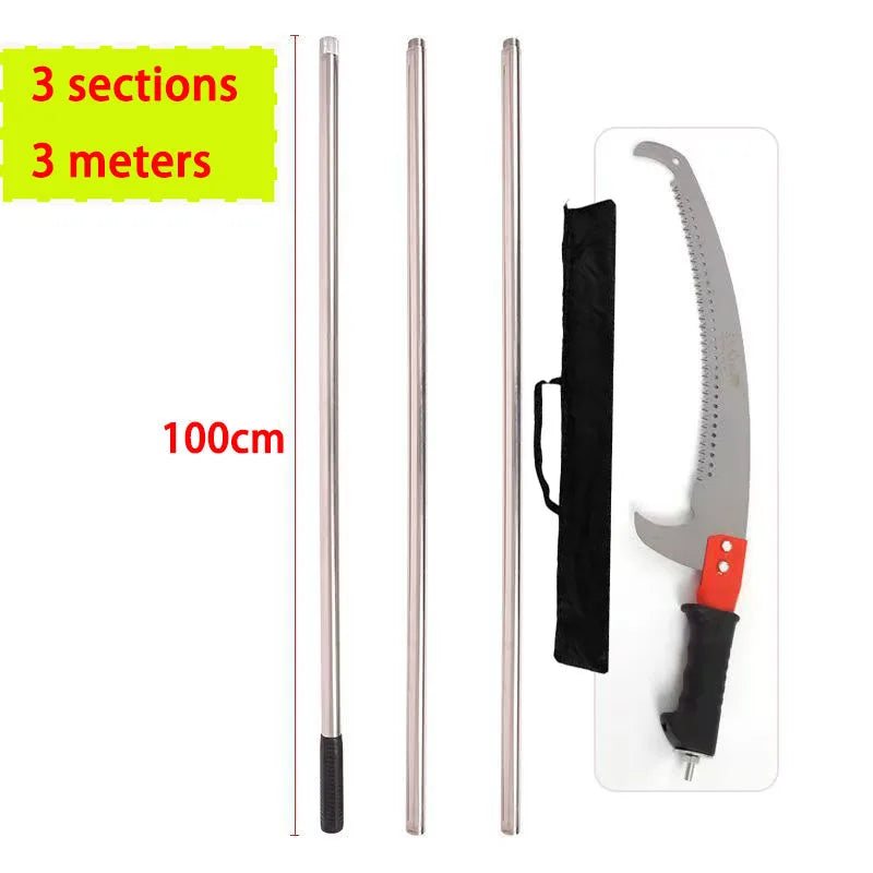 Long garden pruning saw with stainless steel telescoping pole