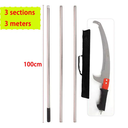 Long garden pruning saw with stainless steel telescoping pole