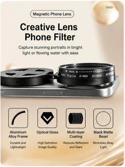 Magnetic ND Filter for Phone Adjustable Camera Lens Clip
