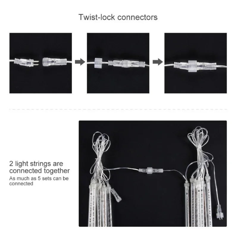 Outdoor LED Meteor Shower Lights Falling Rain Drop
