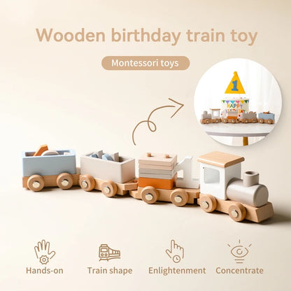 Wooden Birthday Train Toy Simulated Train Toy Model